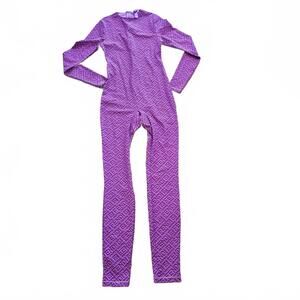 Fendi x Skims Pink Logo Patterned Long Sleeve Jumpsuit size M
